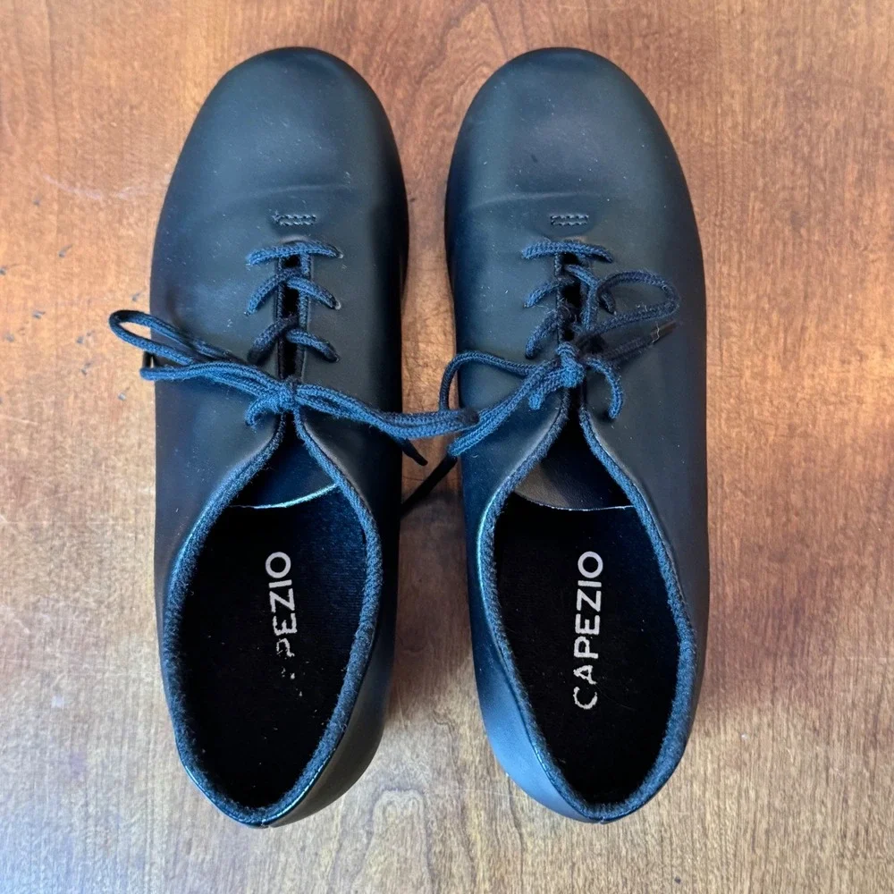 Capezio Fluid Tap Shoes Kids Size 8W Black Excellent‎ Tele Tone Taps E25